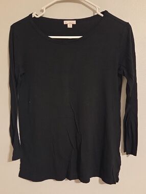 Black Long Sleeve Scoop Neck Women's Top